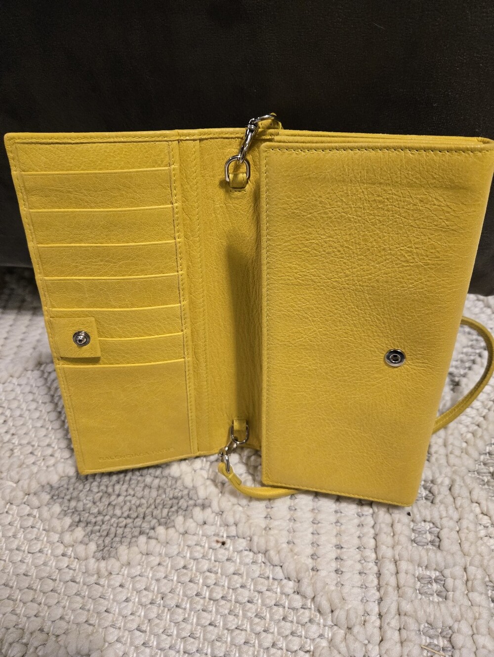 Balenciaga Yellow Leather Wristlet Shoulder Clutch - Picture 7 of 9